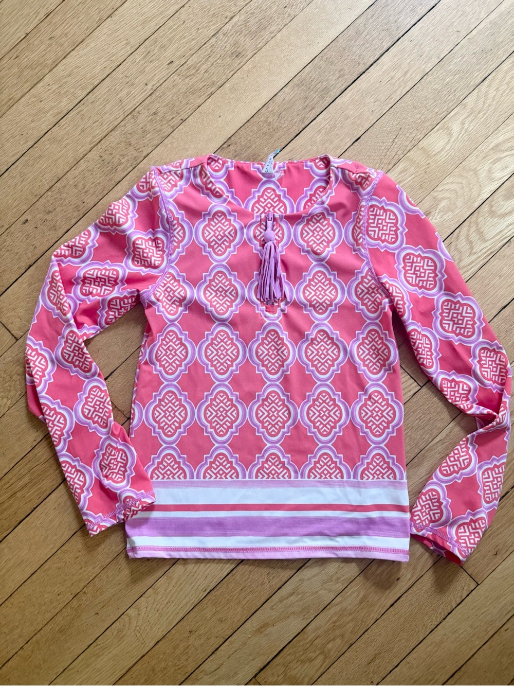 Cabana Life Pink Patterned Zip Rashguard